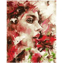 Картина по номерам DIY дропшиппинг 40x50 50x65 см красота красные губы и розы рисунок холст свадебное украшение искусство картина подарок