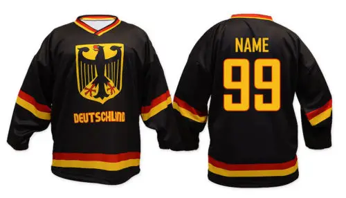 

Team Germany Deutschland high quality MEN'S Hockey Jersey Embroidery Stitched Customize any number and name