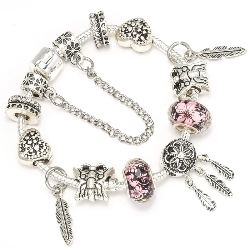 

CHIELOYS New European Crystal Bead Charm Bracelet Fit Women Brand Bracelets & Bangles Jewelry Fashion Love DIY Jewelry Gift