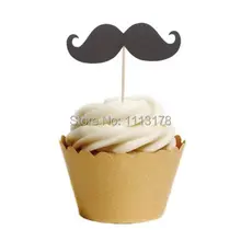 Дешевая обертка для кексов лазерная резка обертки для кексов день рождения держатели усы DIY Стандартный Кекс Toppers Набор принадлежностей