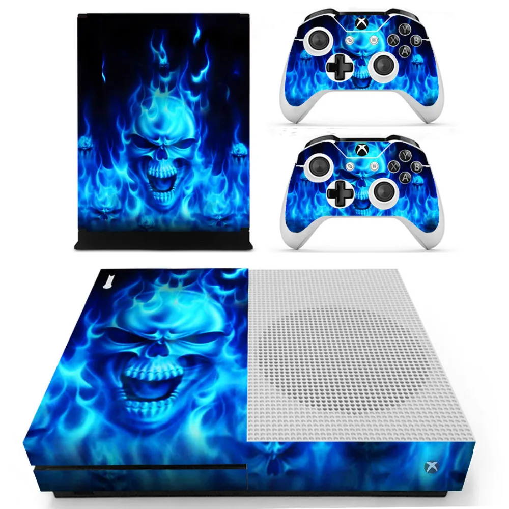 

Blue Fire Devil Skin Sticker Decal For Microsoft Xbox One S Console and Controllers Skins Stickers for Xbox One S Skin Vinyl