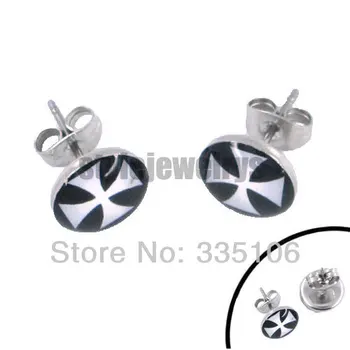 

Free shipping! Enamel German Army Iron Cross Earrings Stainless Steel Jewelry Motor Biker Earring Studs SJE370015