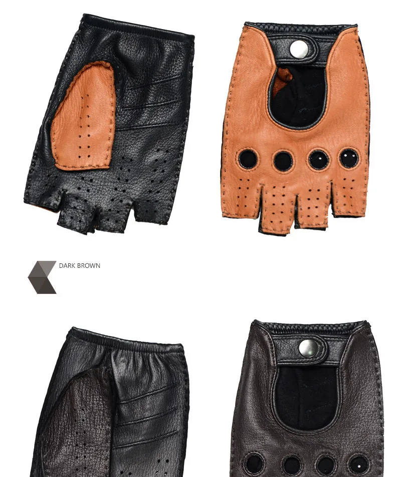 2019 Lastest мужские перчатки с половинными пальцами Deerskin ретро кожаные перчатки для езды на мотоцикле мужские полупальцы перчатки для вождения
