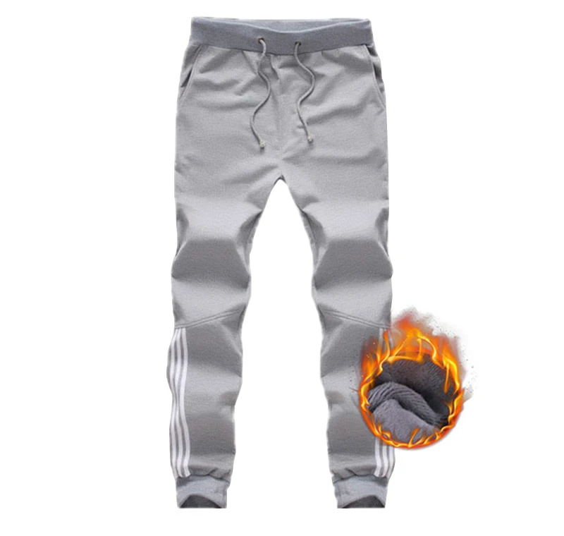Gray Fleece Большие размеры, мужские хлопковые штаны для бега, весна-осень, мужские повседневные эластичные мешковатые брюки для фитнеса, мужские флисовые теплые зимние спортивные штаны - Цвет: Gray Fleece