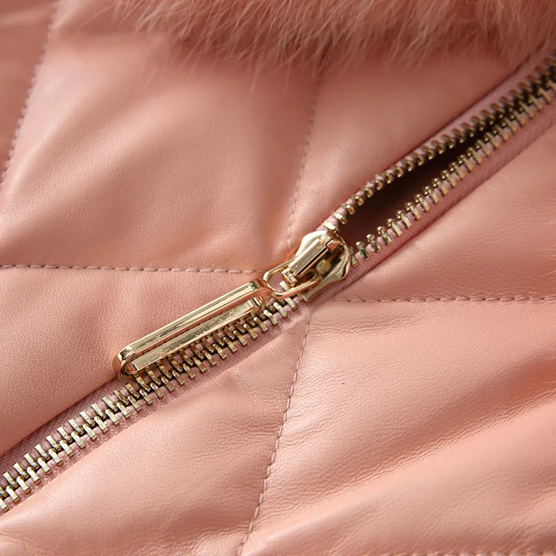 En Véritable 2018 Mouton Veste Réel De Coréen Rose Peau Hiver Automne Vêtements Femmes Zt1634 Renard Cuir Fourrure Vintage Manteau Pink fAdwqf