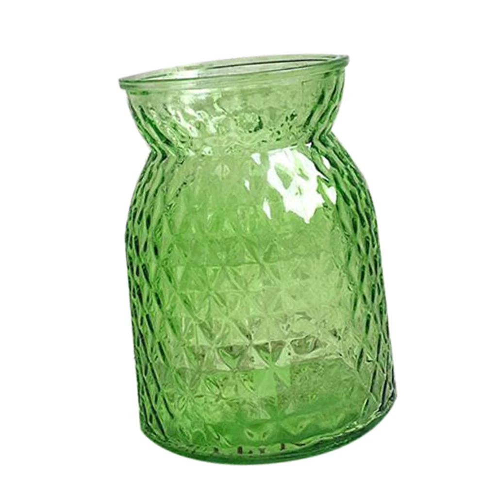 Colorful Glass Dried Flower Vase Hydroponic Container Bottle for Home Room Table Decor Office Shop Cafe Club Ornament