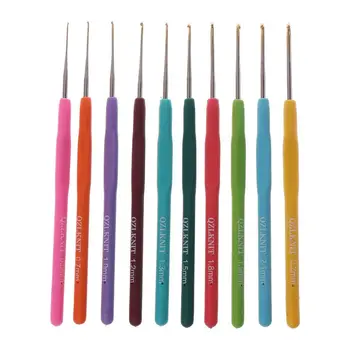 

10Pcs/Set Bearded Needle Crochet Hooks Set Ergonomic Soft-Grip Handle Sewing Knitting Knitwear DIY Tools