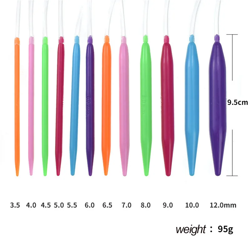 KOKNIT, 12 шт., пластиковые круговые спицы для вязания, 3,5 мм-12 мм, гладкие спицы для вязания, инструменты для шитья