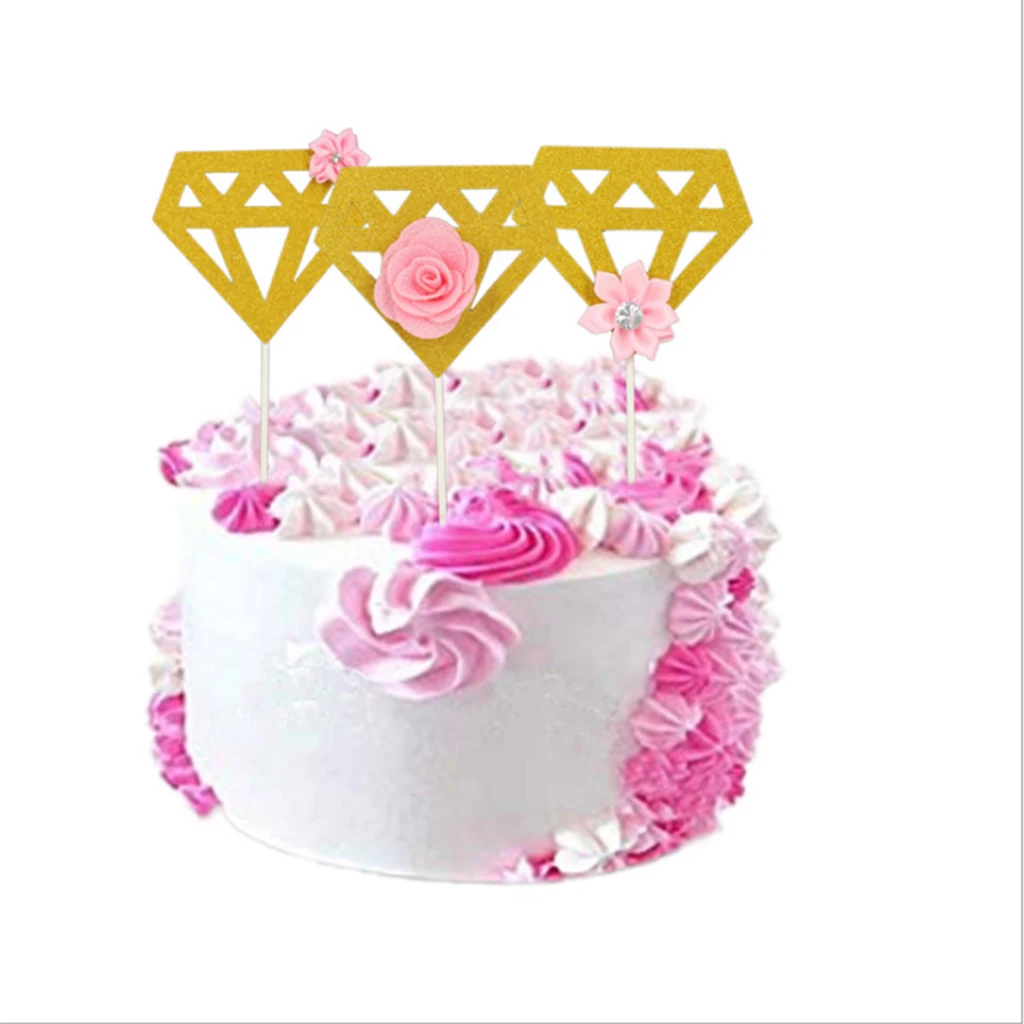 

10pcs Colorful and Exquisite Diamond-shape Cake Inserts for Decoration Festive & Party Supplies Engagement Party Baby Shower