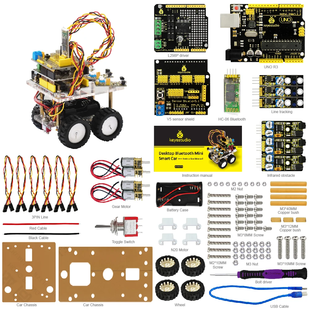 Keyestudio Рабочий Стол Bluetooth умный робот автомобильный комплект для Arduino DIY робот образование Программирование+ 3 проекта+ Руководство пользователя+ PDF(онлайн