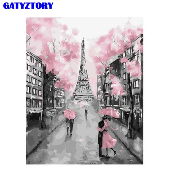 

GATYZTORY Frame Romantic Paris Diy Painting By Numbers Modern Paint By Numbers Acrylic Wall Art Canvas Painting For Home Decors