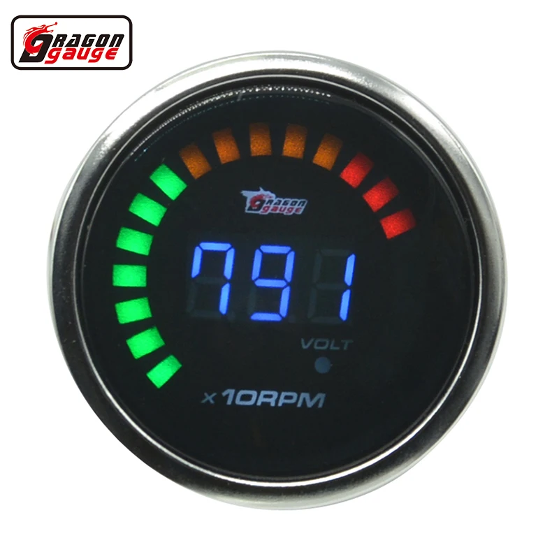 

Dragon gauge 52mm(2 Inch) White Shell Auto Car Digital Smoked RPM Tacho Tachometer Gauge and volt gauge Meter Free shipping