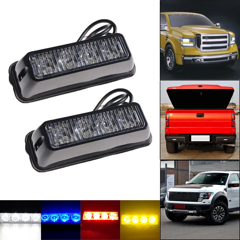2 шт. LED DRL Strobe Flash 4 SMD светодиодный 12V 24V Предупреждение светильник Автомобильный