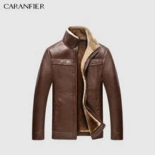 CARANFIER мужские Куртки из искусственной кожи Зимний теплый воротник из густого меха пальто деловая верхняя одежда байкерские мужские плюс бархатные пальто