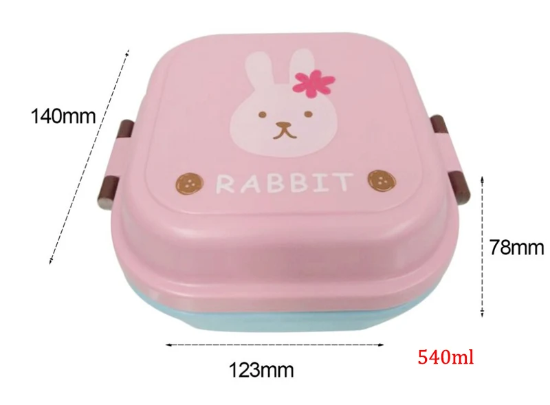 MIni 540ml Bento Box For Kids School  Fruit Food Container Storage Boxs Plastic  Double Layer Lunch Box Dinnerware Accessories 7