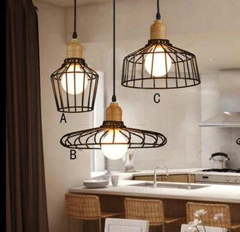 

Korea style simple modern restaurant cafe casual bar creative wood iron art cage chandelier lamp clothing store light