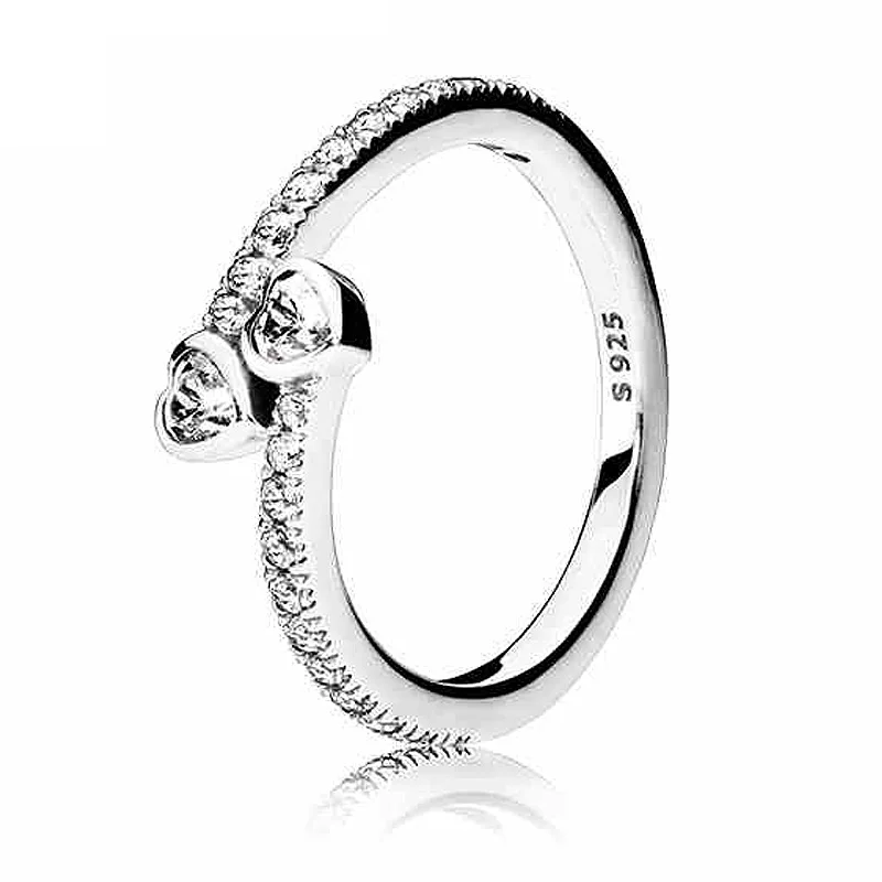 

Authentic 925 Sterling Silver Ring Forever Hearts With Crystal Rings For Women Wedding Party Gift Pandora Diy Jewelry