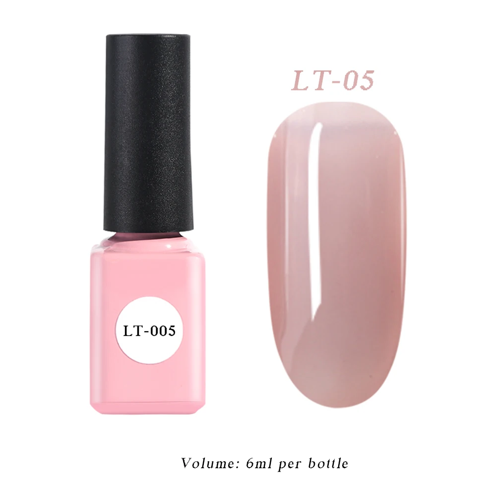 6 мл Чистый Цвет Гель-лак для ногтей замачиваемый розовый телесный лак прозрачный УФ светодиодный гель DIY Перманентный лак маникюр Дизайн ногтей LALT01-06 - Цвет: LT05