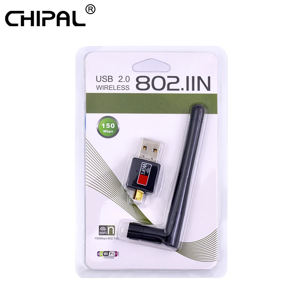 CHIPAL miniadaptador USB WiFi, receptor tarjeta LAN de red inalámbrica, antena 802.11n/g/b con CD, paquete por menor, 150M|lan card|wifi adapter receivermini usb wifi - AliExpress