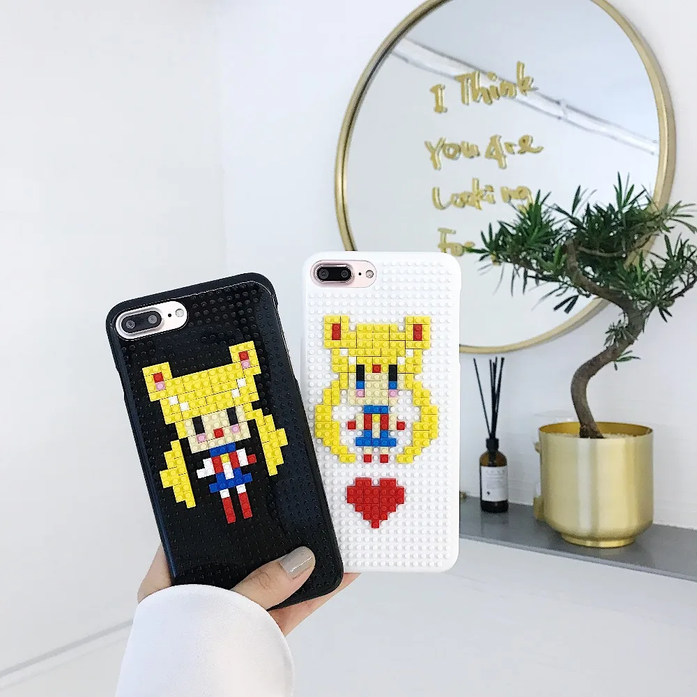 

Sailor Moon Puzzle Phone Cover For iPhone 7 Case Lego DIY Blocks Jigsaw Pattern Coque For iPhone XR XS MAX X 6 6s 8 Plus Fundas