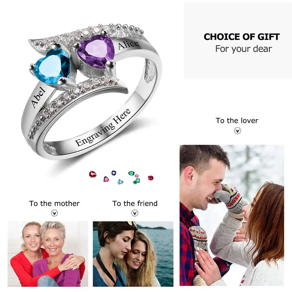 Shiny Alice Engraving Infinity Friendship Rings for Women Personalized Sisters Best Friends Rings Engagement Wedding Bands Promise Name Rings