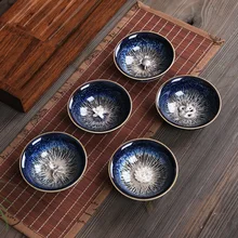 Фарфоровая чайная чашка измененная обжиганием в печи керамическая кунг-фу чашка Серебряная рыба Краб Дракон pheonix резные фарфоровые чашки чай Здоровье для тела