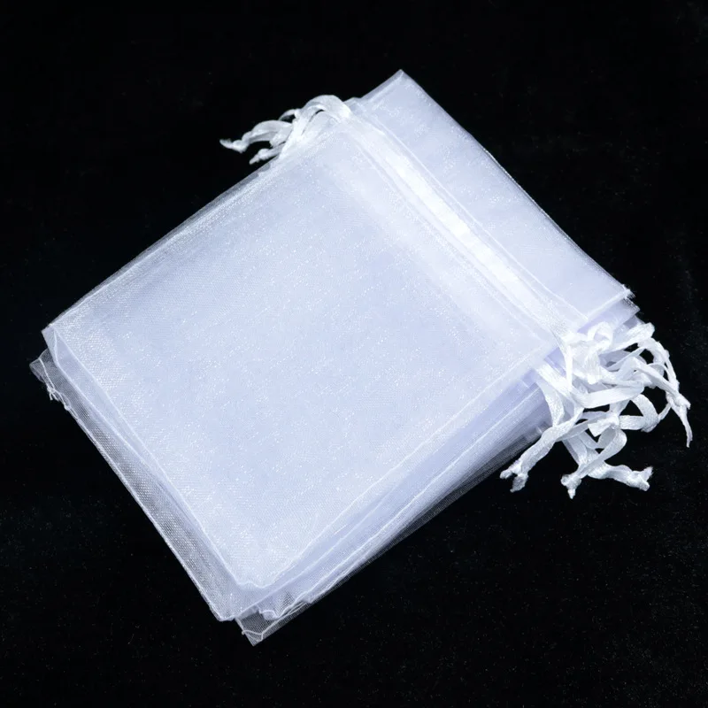 50 шт. 10x15 см Прозрачные сумки из органзы для дня рождения Свадебная Упаковка для конфет подарок на Рождество, Хэллоуин для обертывания коробок сумки - Цвет: Белый