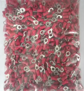 

100pcs RV1.28-10 22-16 AWG 3/8" Red Vinyl Ring Terminals Copper Insulated Terminal Cable connector
