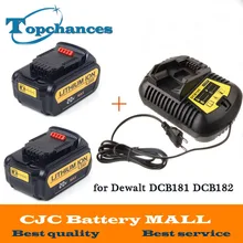 2X High Quality 20V 4000mAh Power Tools Batteries Rechargerable Cordless for Dewalt DCB181 DCB182 DCD780 DCD785 DCD795+Charger