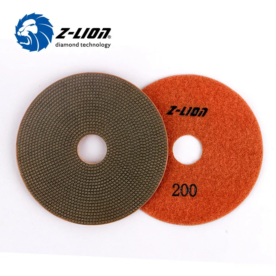 

2016 Z-lion 4'' 1 Piece Ectroplated Diamond polishing pads | 100mm soft sharp polishing pads for concrete and stone