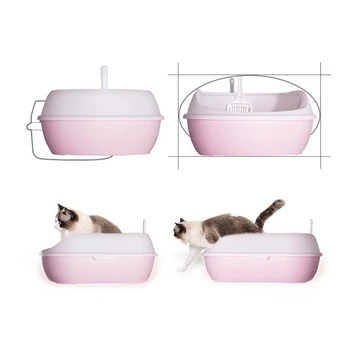 

Semi-closed Pet Cat Sifting Litter Box Sift Toilet Plastic Bedpans Training Shovel Pot Kit Pine Cat Kitten Toilet Pot Cleanness