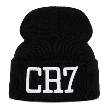 

2019 Winter lady 100%cotton hat new men and women CR7 knitting embroidery letter wool hats skullies cap warm winter ski caps