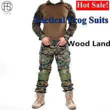 Army Military Camouflage Suits Frog Suit Men Uniform Sniper Combat Shirt Pants Sniper Tactical Hunting Clothing Set Knee Pads kryptek mandrake frog fighting suit police frog uniforms army trainning uniform set one long sleeve shirt and one tactical pant