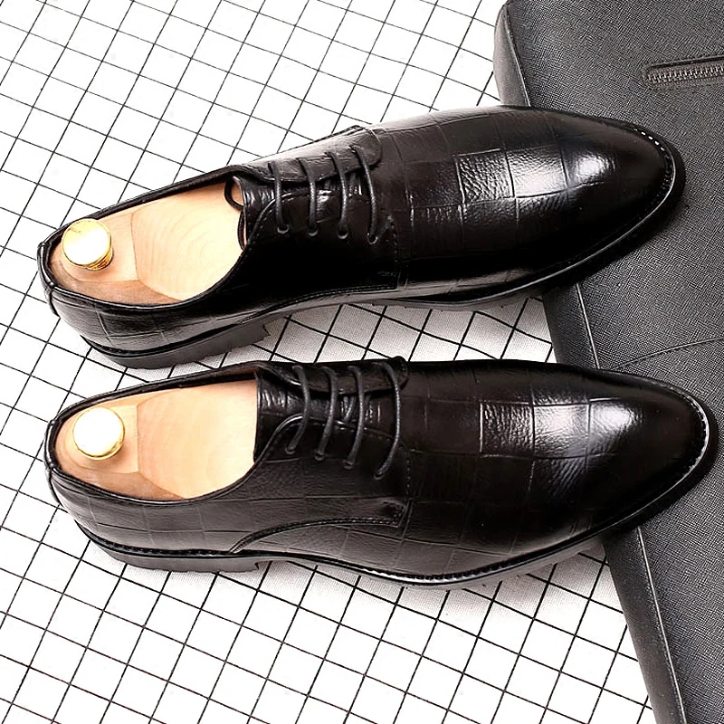 Men leather shoes PU shoes lace up Dousin Partin E5231457