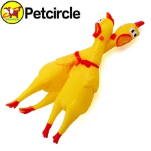 Wholesale 1 PC Free Shipping Hot Yellow Screaming Rubber Chicken Pet Dog Toy Squeak Squeaker Chew Toy Size S M L 1 color