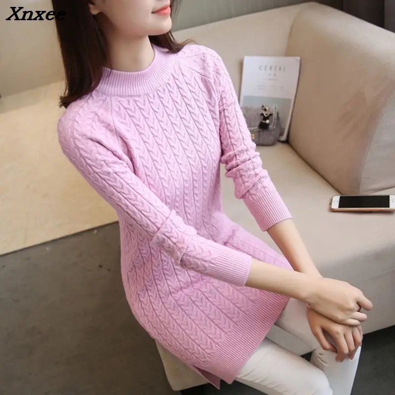 New Fashion 2018 Women Autumn Winter Embroidery Long Sweater Pullovers Casual Warm Female Knitted Sweaters Pullover Lady New Fashion 2018 Women Autumn Winter Embroidery Long Sweater Pullovers Casual Warm Female Knitted Sweaters Pullover Lady
