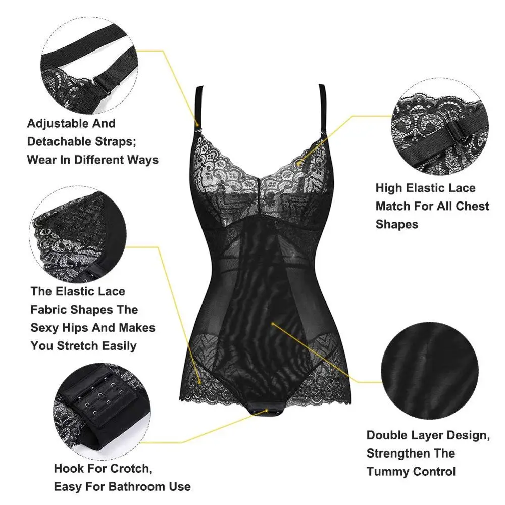  HEXIN Women Slimming Underwear Sexy lace Lift Bras Shaper Bodysuit Shapewear Adjustable Strap Lifte