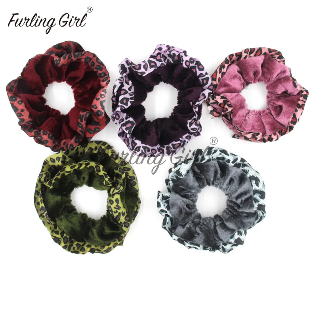 

Furling Girl 1PC Leopard Velvet Scrunchies Hair Bands Ties Ponytail Holder Elastic Headbands for Women
