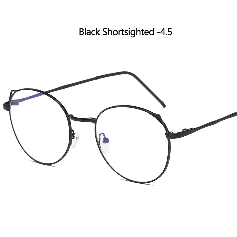 Zilead 1,56 Асферические кошачьи уши очки для близорукости для женщин и мужчин металлические зеленые Flime очки для близоруких очков - Цвет оправы: black myopia 4.5