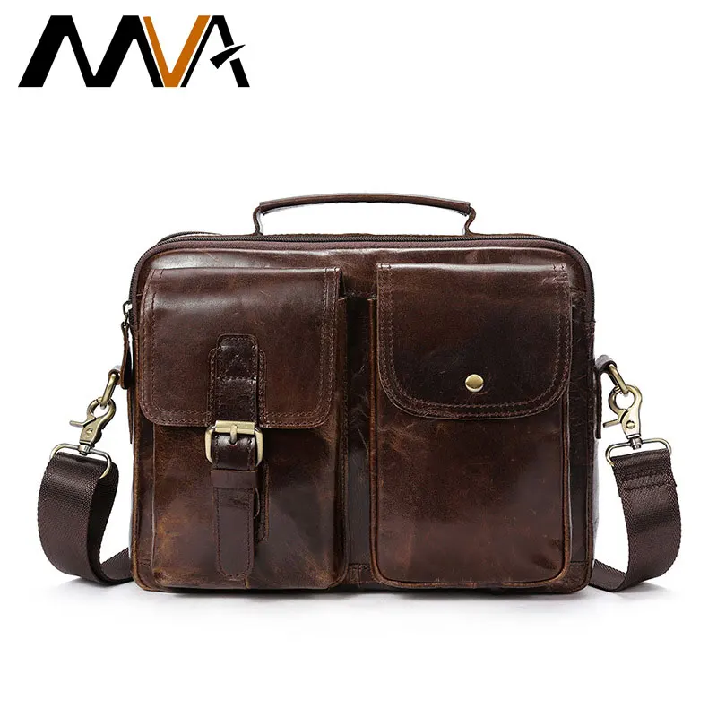 

MVA Men's Genuine Leather Crossbody Bag Shoulder Bags Male Zipper Hasp Casual Leather Multi-functional Man Messenger Bags ZZ-39