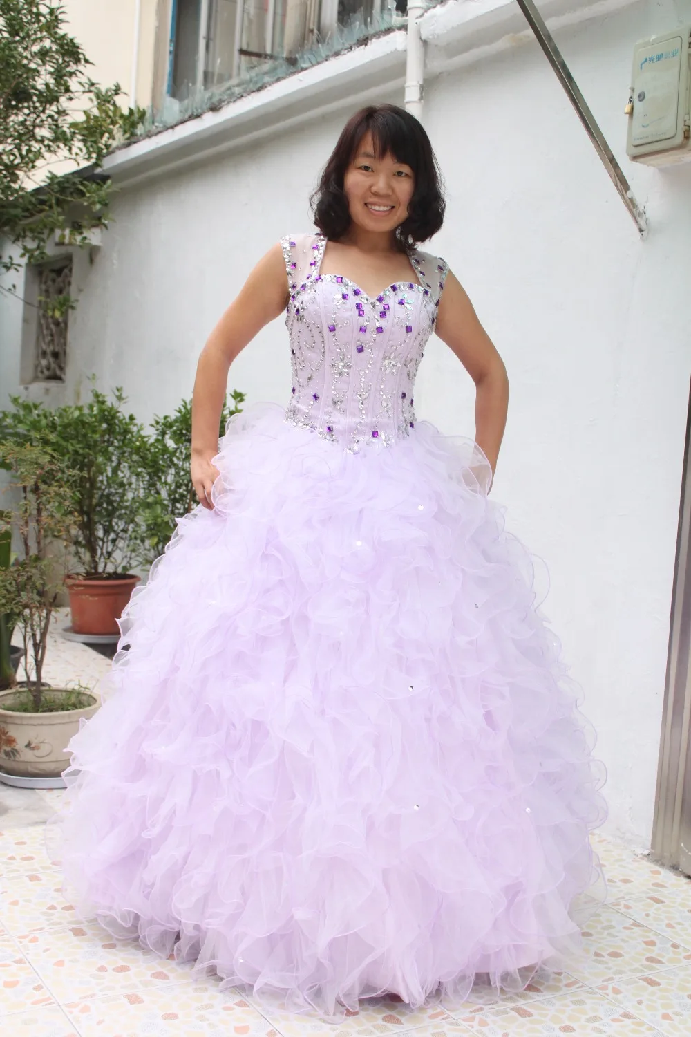 Vestido De 15 anos романтический Сирень Quinceanera платье 2017 пушистый сладкий 16 Платья для женщин бальное платье Кепки рукавом Обувь для девочек