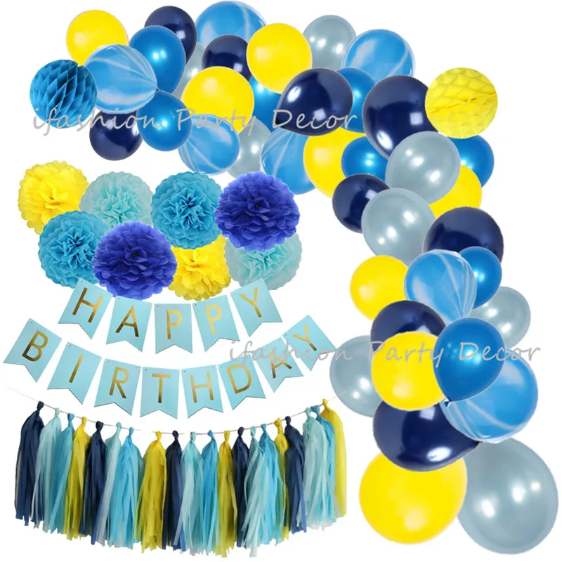 Balloon Garland Arch Kit Blue&Yellow Latex Balloons Pack for Wedding Baby Shower Boys Birthday Party Backdrop Decorations
