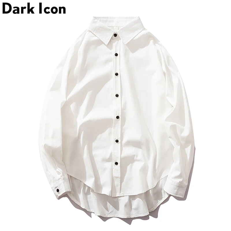 

Dark Icon Solid Color Simple Style Men’s Shirts 2019 Autumn Oversized Shirts Casual Shirts For Man Male Blouse