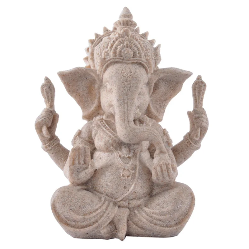 

Indian Buddha Craft Figurine Ganesha Statue Fengshui Sculpture Natural Sandstone Home Office Decoration Gift Dropshipping