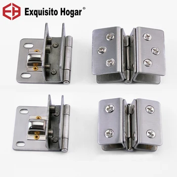 

2Pcs Stainless Steel Cabinet Hardware Free Glass Hinge Up And Down Glass Coupling Head Joint Hinge Display Furniture Page