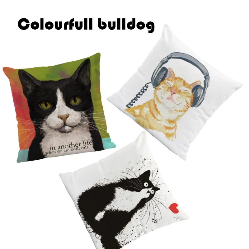 

Lucky Cat Stripe Cushion Covers Black And White Pillows Meditation Dog Lovers Gifts Pillowslip Covers 18 Inch Velvet Customized
