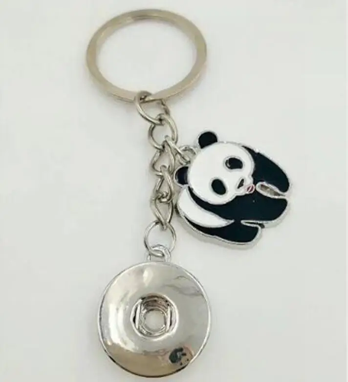 Cute panda Snap Keychains 18mm Snaps Button Keychain For Keys Car Key