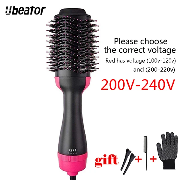 200V-240V red Горячая-воздух brubsh холодный воздух новейшая расческа фен для волос щипцы для завивки волос вращающаяся щетка фен для волос Pro 2 в 1 - Цвет: 200V-240V red
