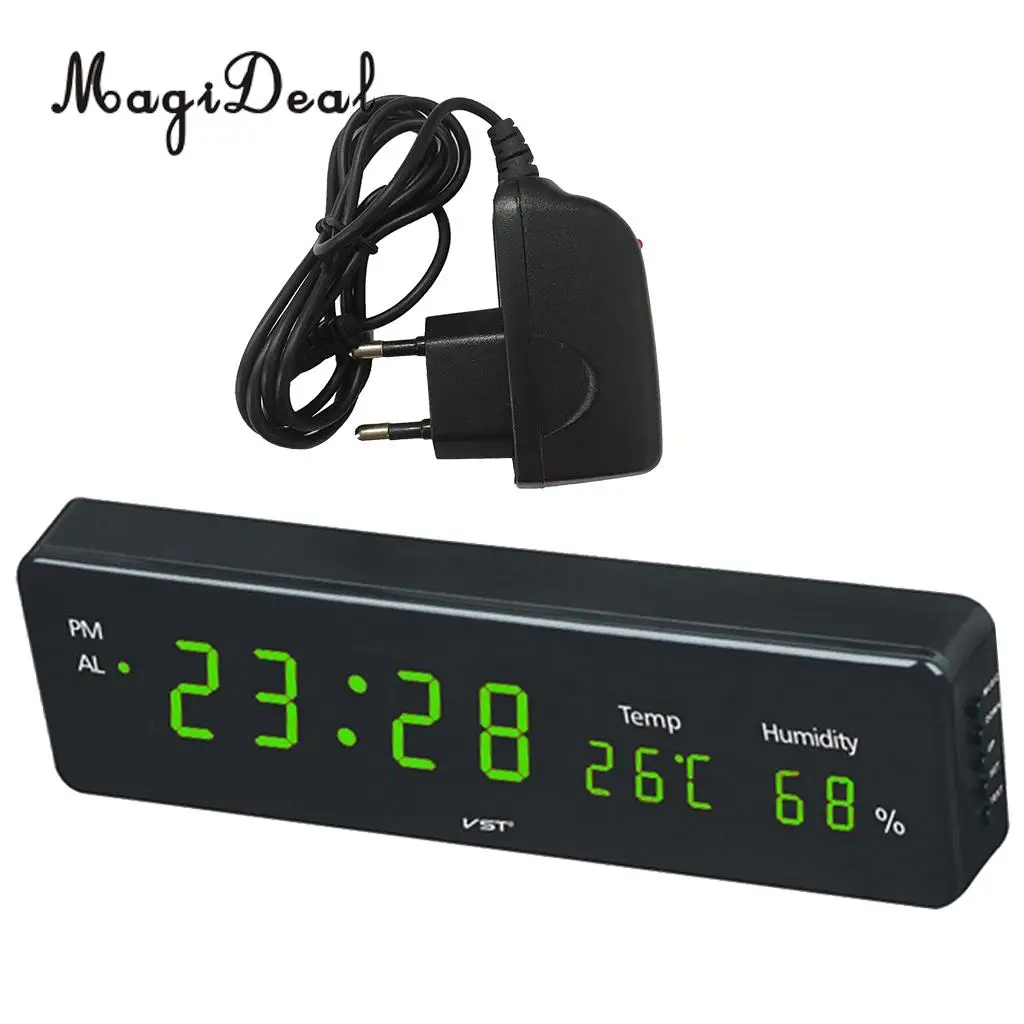 LED Digital Alarm Clock Desk Table Weather Station Desk Temperature Hygrometer Electronic Clock EU Plug