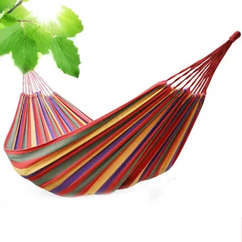 

Double-thickened Canvas Hammock Outdoor Indoor Balcony Swing Dormitory Hammock Tree Bed 2.6*1.5 Meters